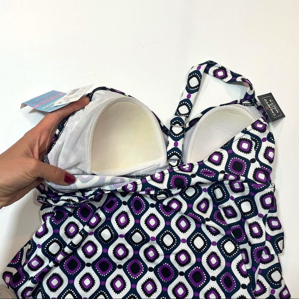 Swim Solution tiered one piece swimsuit Sz 8 - Picture 7 of 8